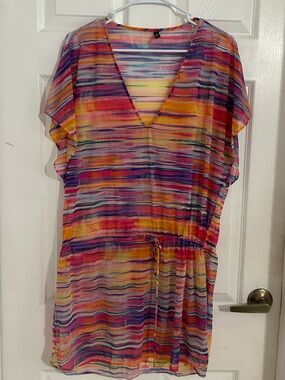 Lauren Ralph Lauren Multicolor Striped V-Neck Swim Coverup one size